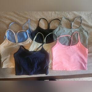 Beyond yoga crop tanks size (m). Pink, blue, sage, black, light brown